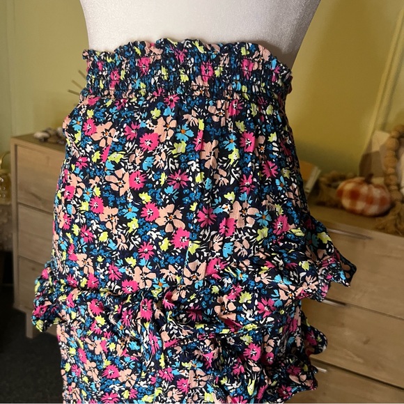 RIVER ISLAND Ditsy Floral Pattern Ruffle Tiered Midi Maxi Stretch Skirt Slit S - Picture 9 of 16